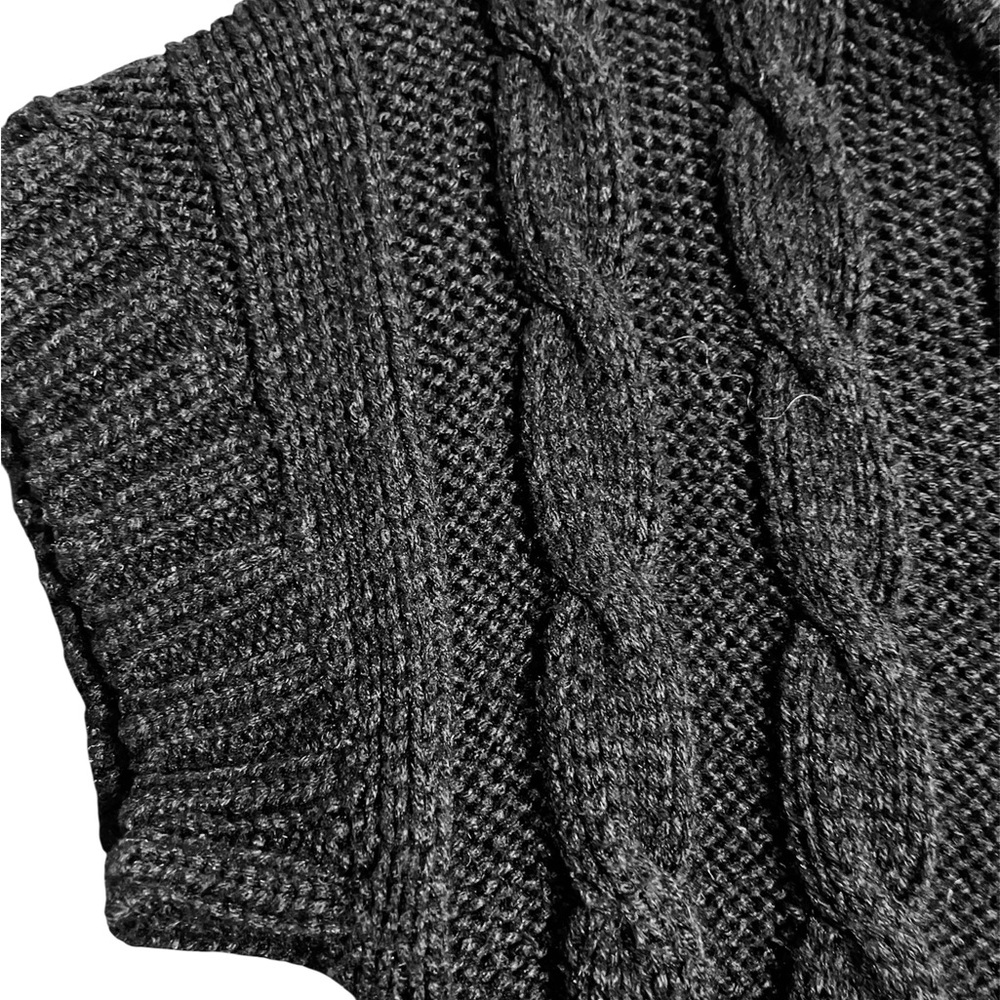 Short Sleeve Black Cable Knit Sweater Dress - Size XL - Picture 4 of 6
